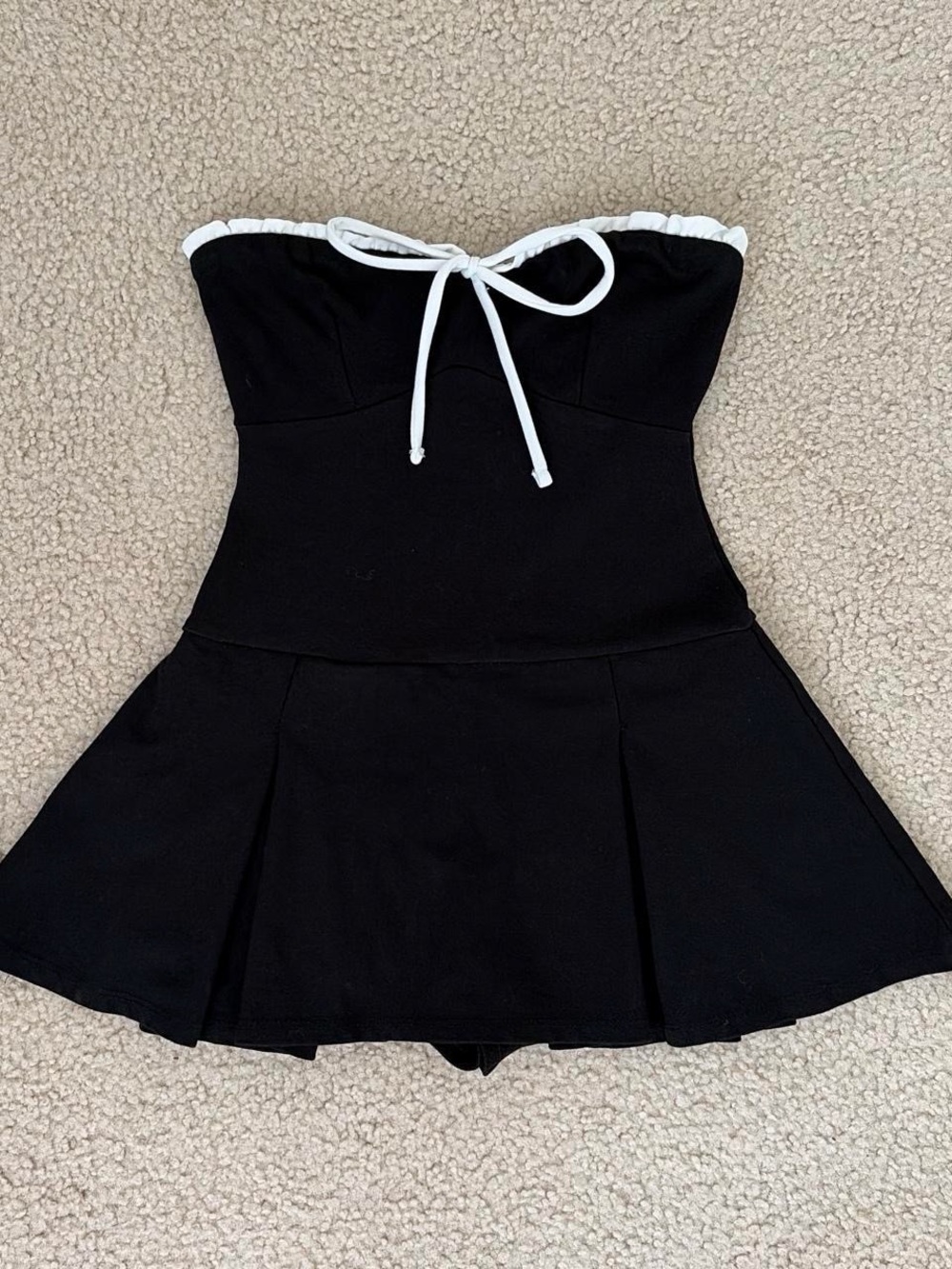 Windsor Black Strapless Mini Dress with White Trim